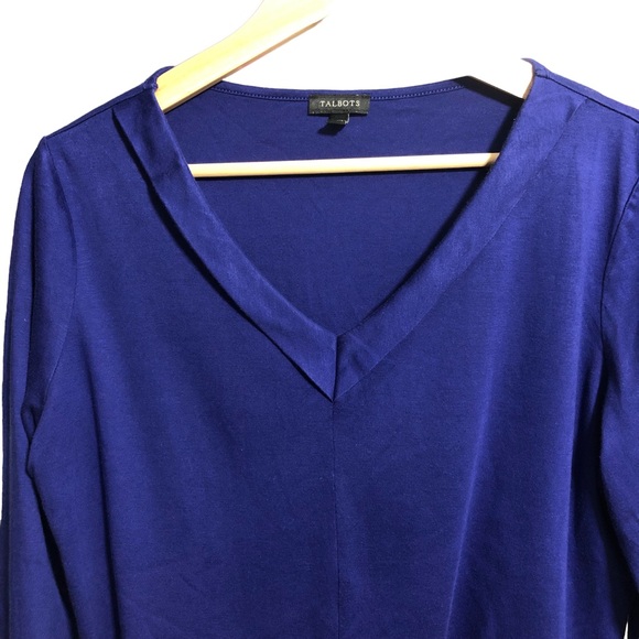 TALBOTS Minimalist Supima Cotton Blend Top Mini Sailor Collar Royal Blue Sz M - Picture 3 of 7